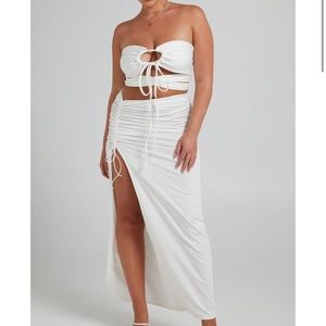 Showpo Vanessa Slinky Two Piece Set- White